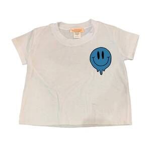 NEW TWEENSTYLE girl's small drippy smile print on jersey short sleeve tee in whi